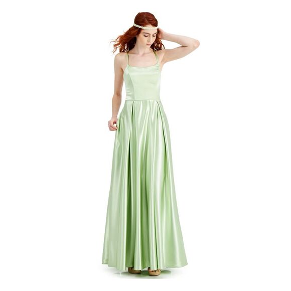 SPEECHLESS Womens Burgundy Beaded Spaghetti Strap V Neck Full-Length Formal Empire Waist Dress